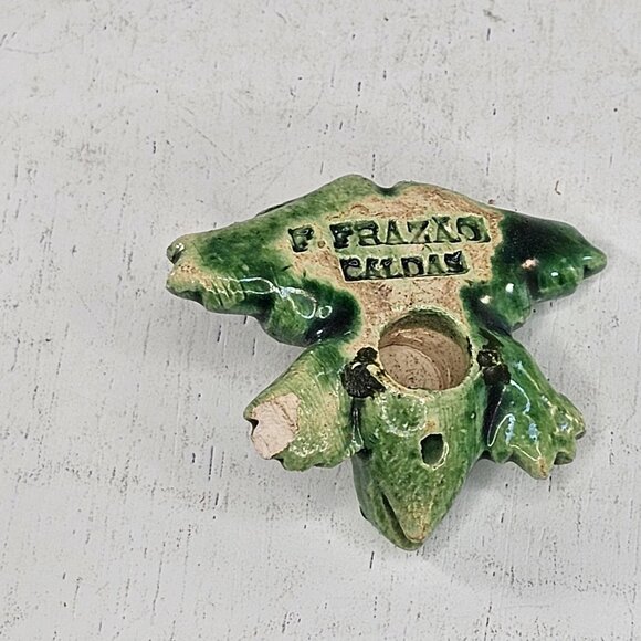 Vintage F Frazao Caldas Frog Miniature Figurine Majolica Pottery *Chipped* - Picture 6 of 8